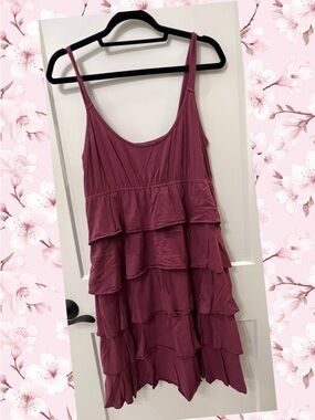 LOFT Sleeveless Tiered Ruffle Dress - Mauve